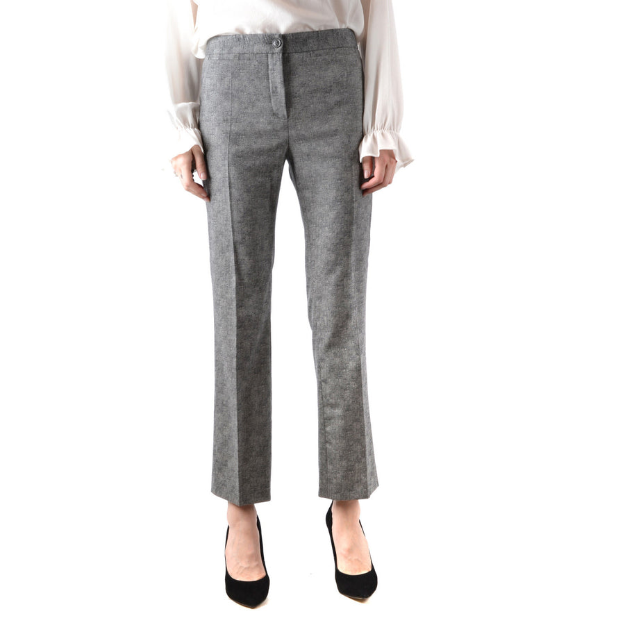 Pantaloni Cigarette-Fit in Flanella di Lana Grigio Melange