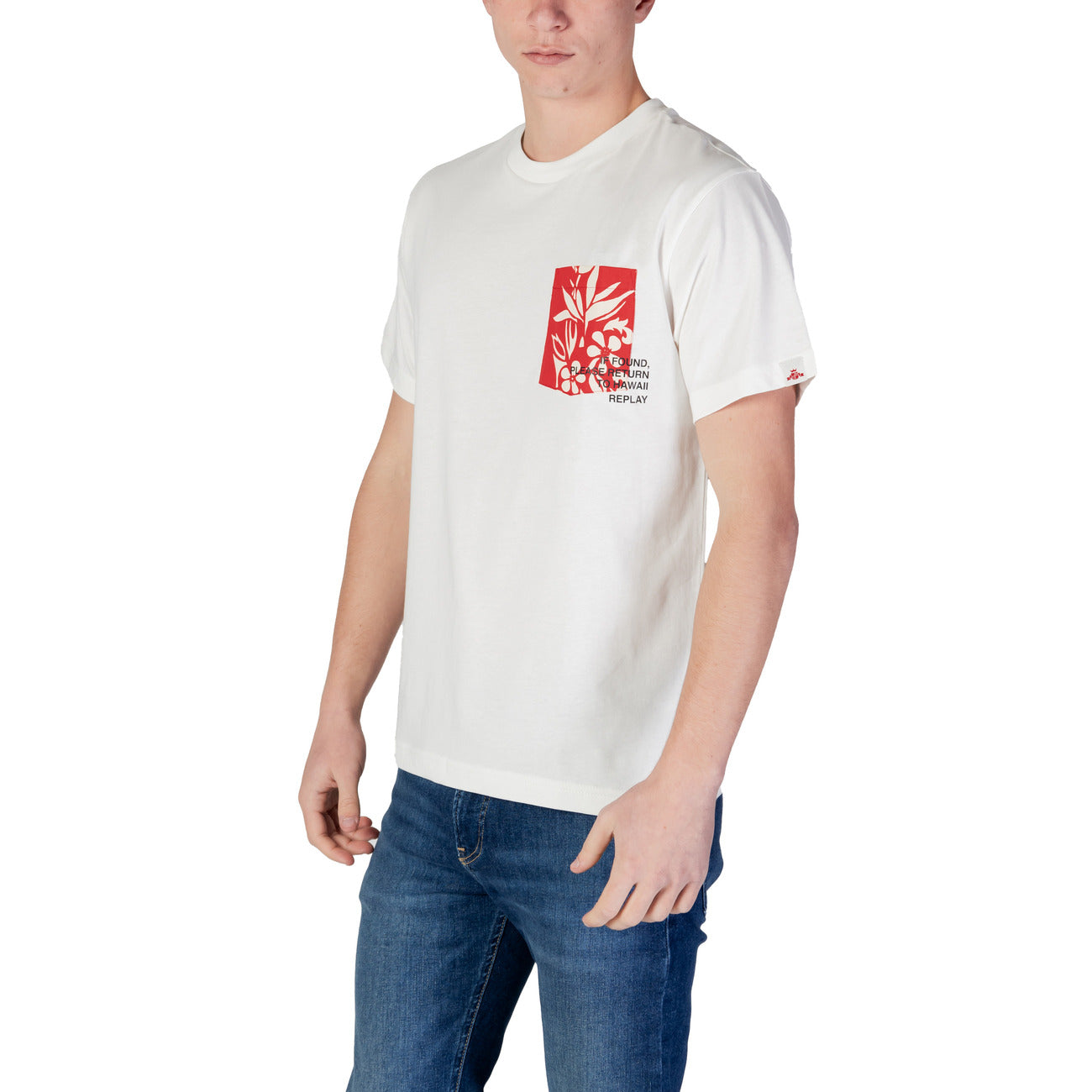 2398510 Replay T-Shirt Bianca Stampa Uomo