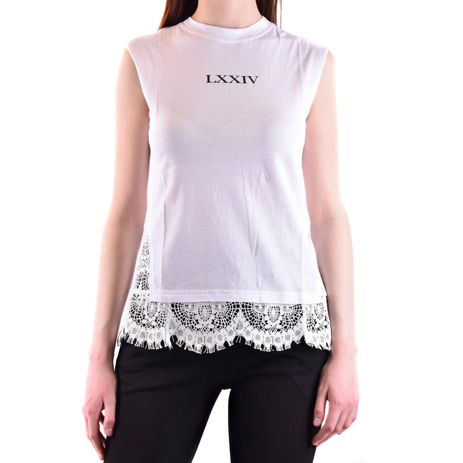 McQ Alexander McQueen Lace Trim Sleeveless Top White