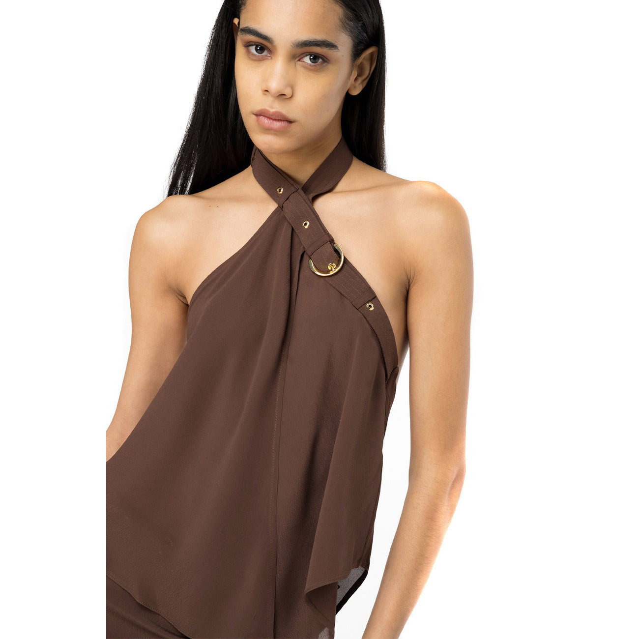 2424387 Pinko Top Marrone Donna Viscosa 100%