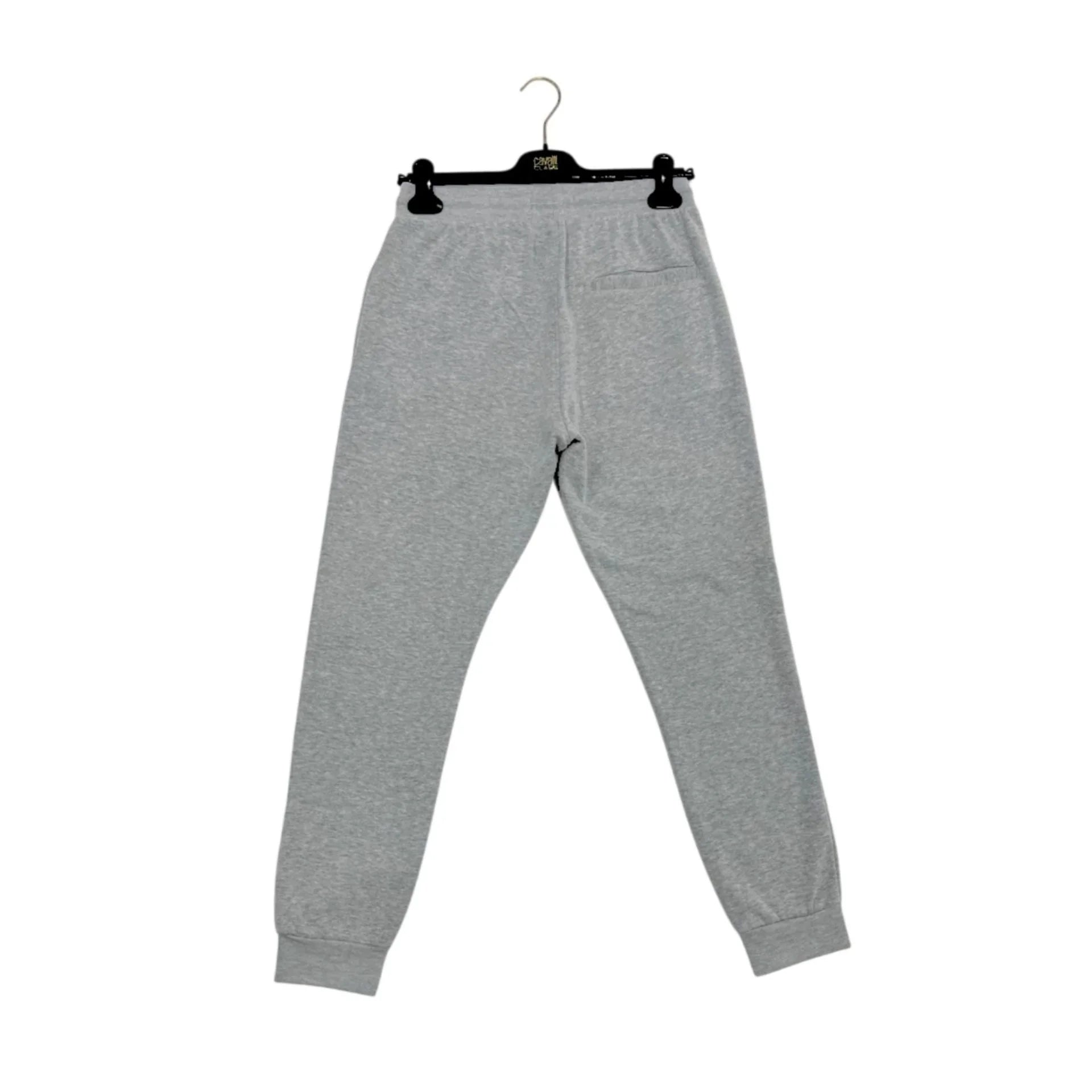 Pantaloni jogging grigi da uomo in cotone, taglio regular, fondo elasticizzato.