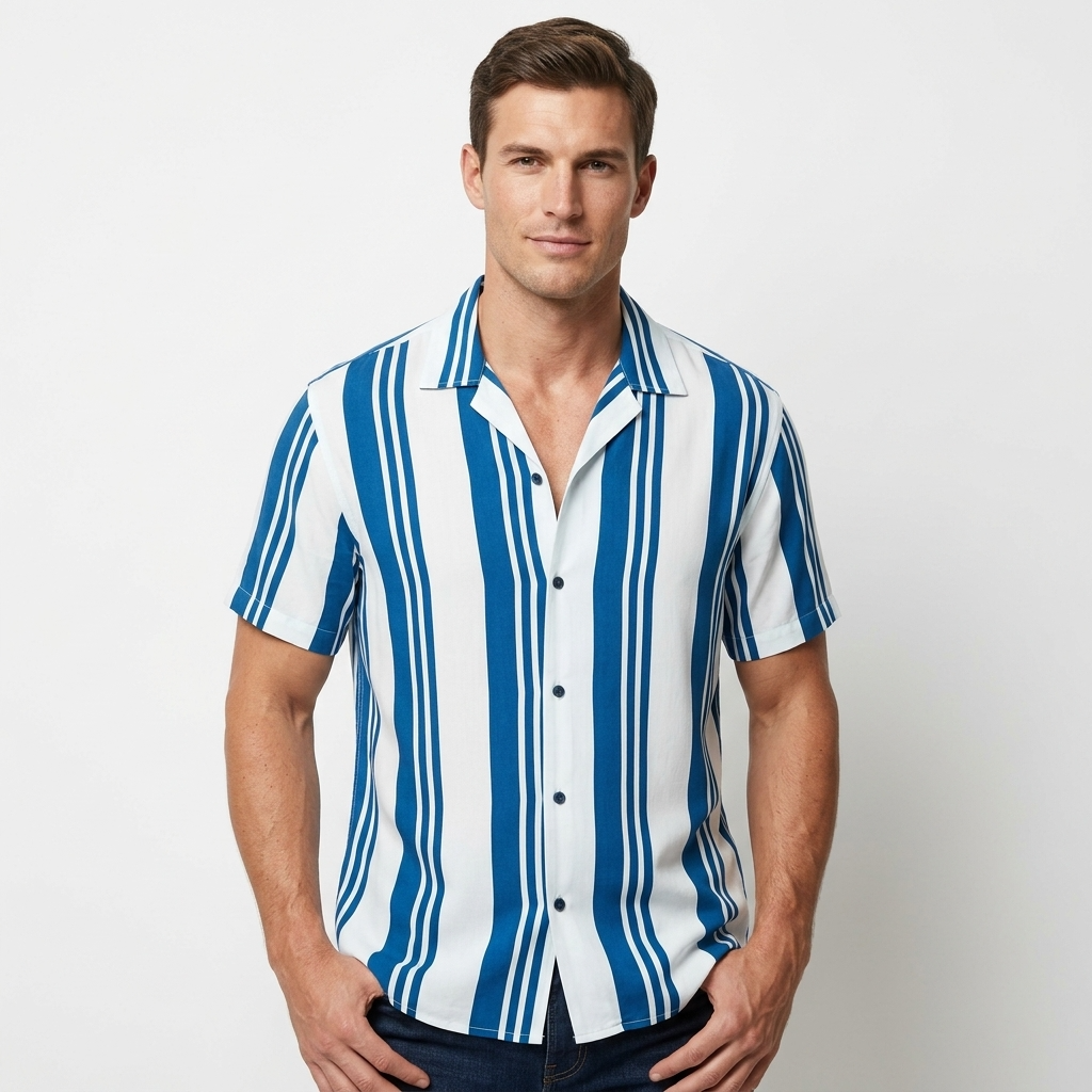 2252412 Jack & Jones Camicia Azzurra Righe Uomo