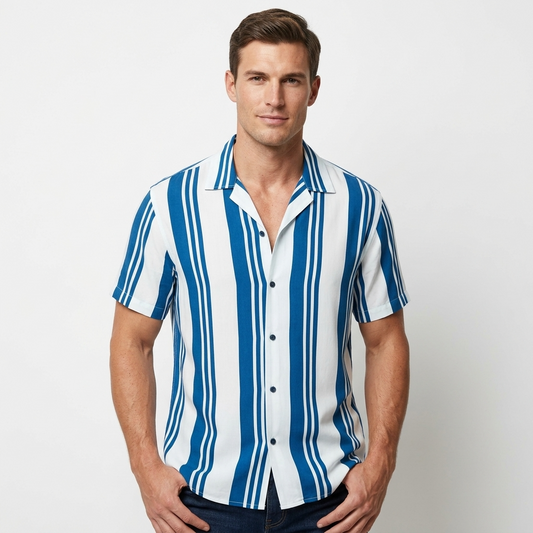 2252412 Jack & Jones Camicia Azzurra Righe Uomo