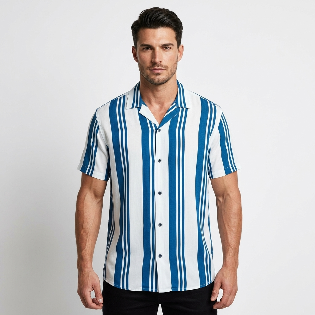 2252412 Jack & Jones Camicia Azzurra Righe Uomo