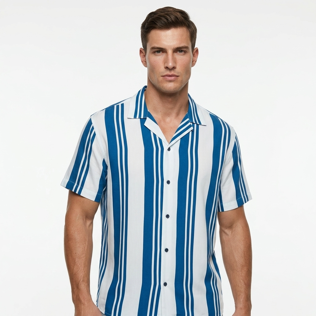 2252412 Jack & Jones Camicia Azzurra Righe Uomo