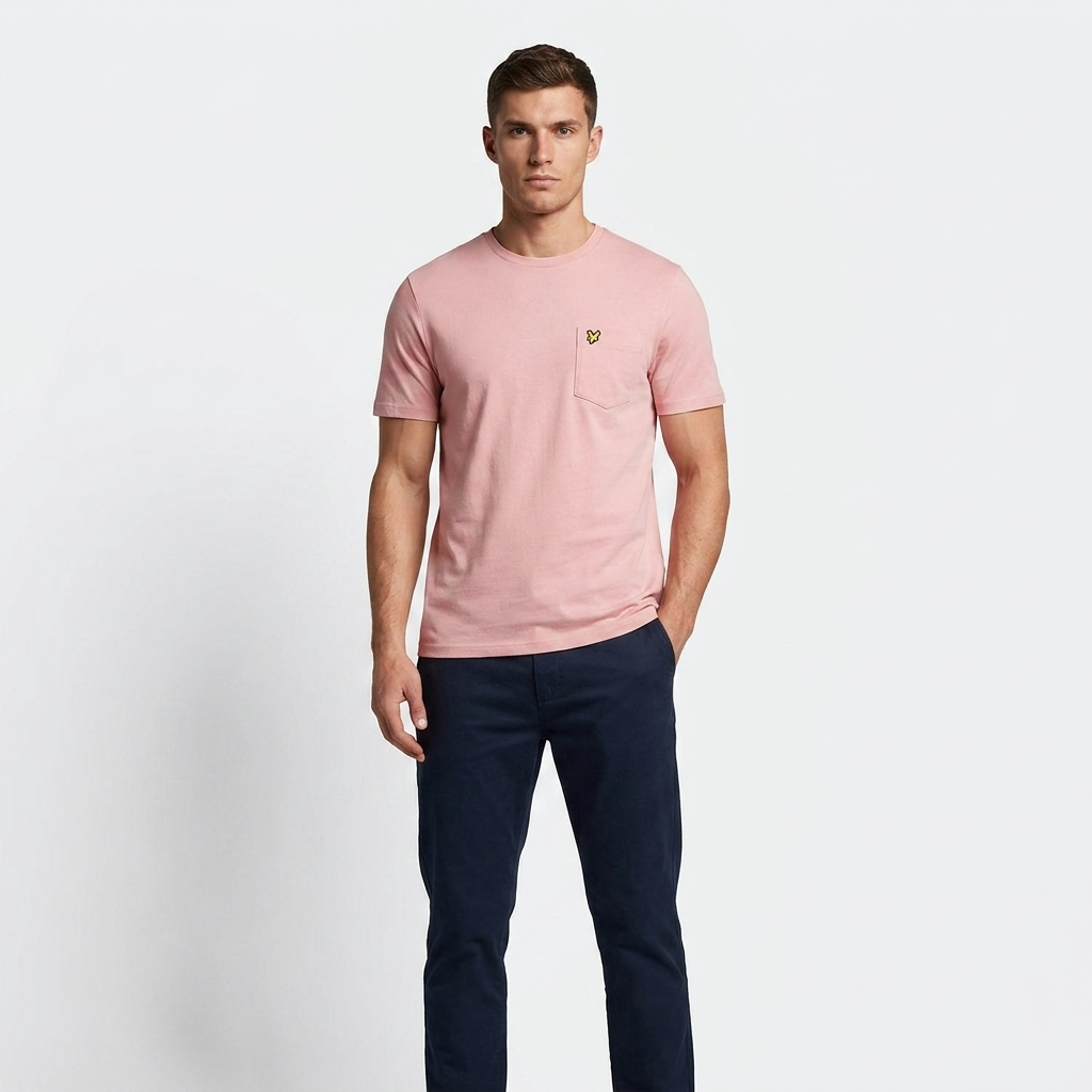 2324887 Lyle & Scott T-Shirt Rosa Stampa Tasca Uomo