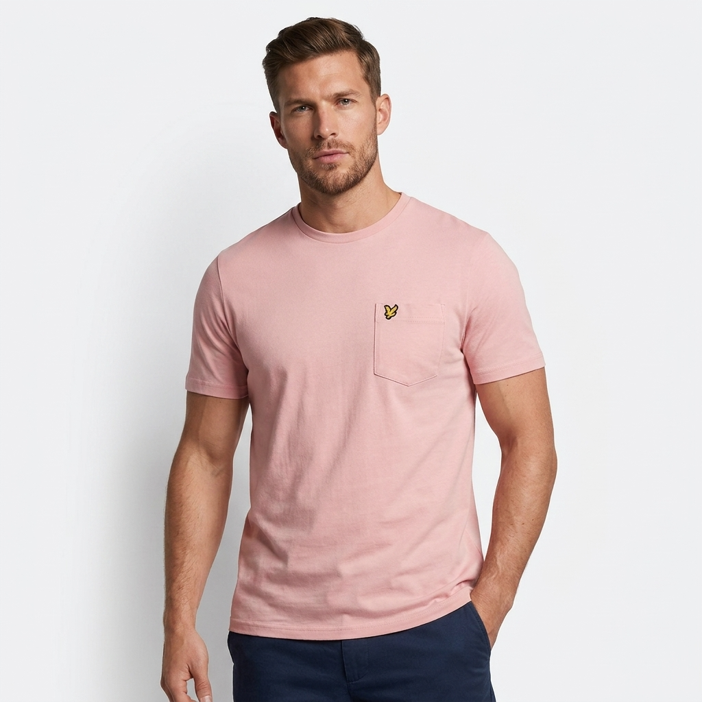 2324887 Lyle & Scott T-Shirt Rosa Stampa Tasca Uomo