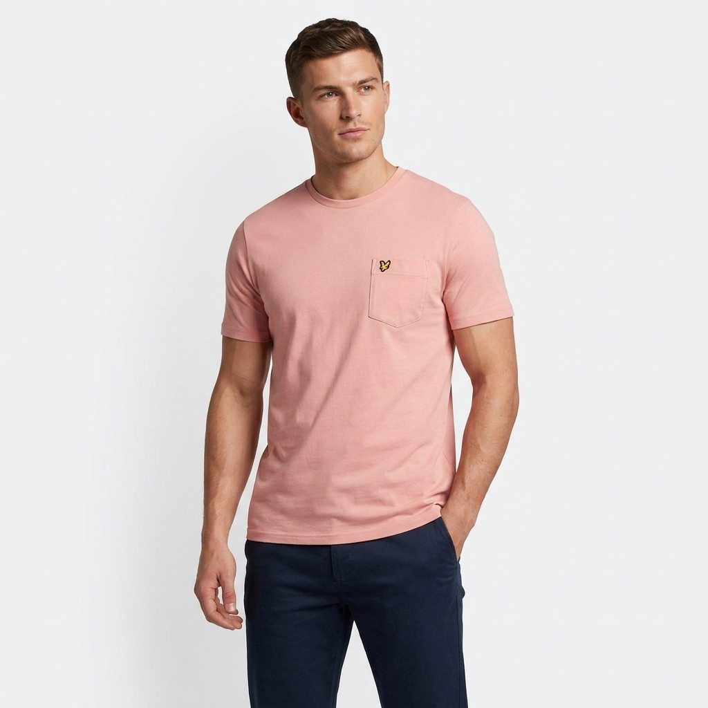 2324887 Lyle & Scott T-Shirt Rosa Stampa Tasca Uomo