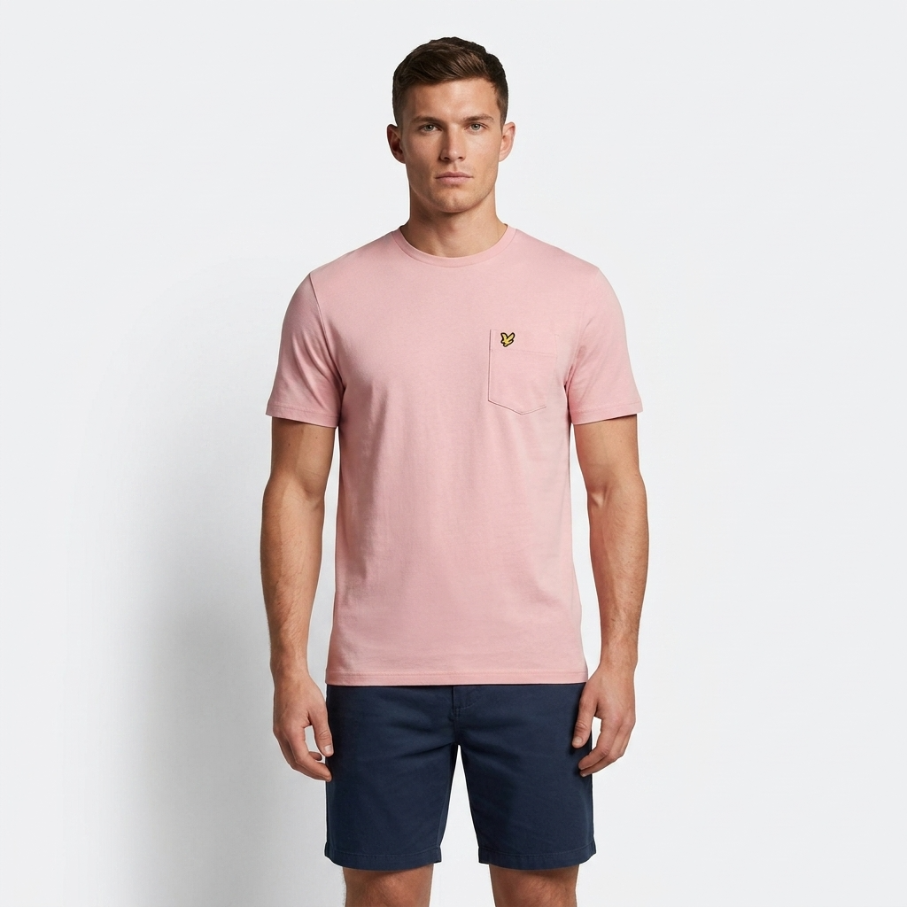 2324887 Lyle & Scott T-Shirt Rosa Stampa Tasca Uomo