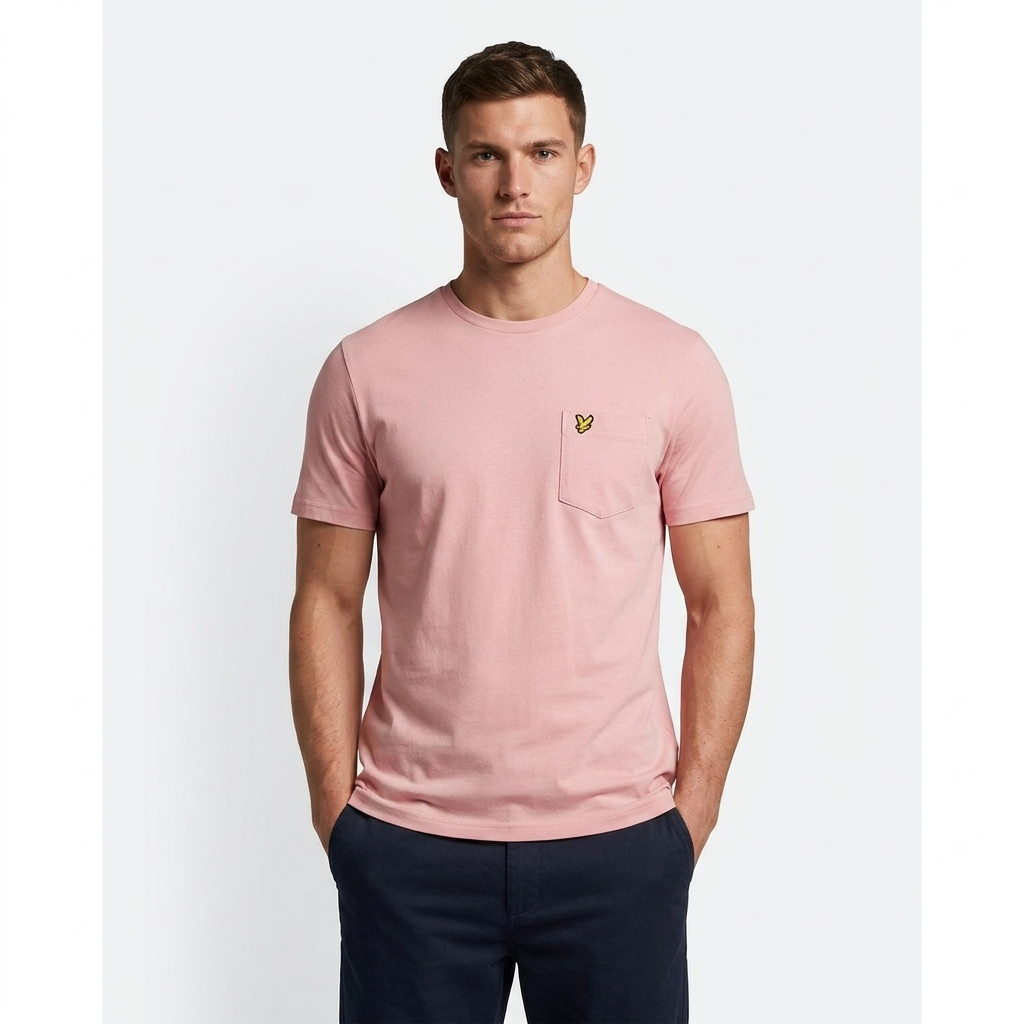 2324887 Lyle & Scott T-Shirt Rosa Stampa Tasca Uomo