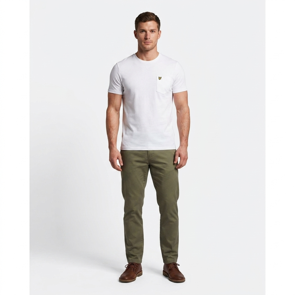 2324928 Lyle & Scott T-Shirt Bianco Stampa Tasca Uomo