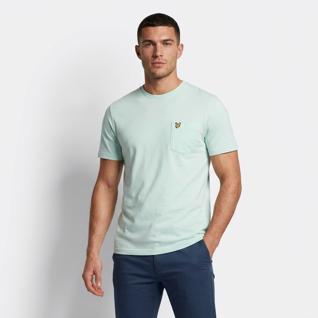 2324932 Lyle & Scott T-Shirt Verde Stampa Tasca Uomo