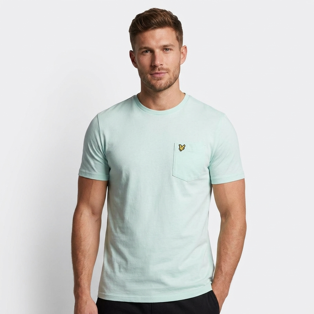 2324932 Lyle & Scott T-Shirt Verde Stampa Tasca Uomo