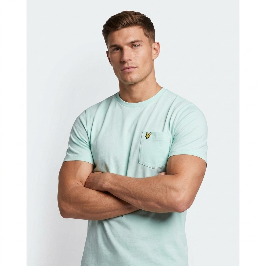 2324932 Lyle & Scott T-Shirt Verde Stampa Tasca Uomo
