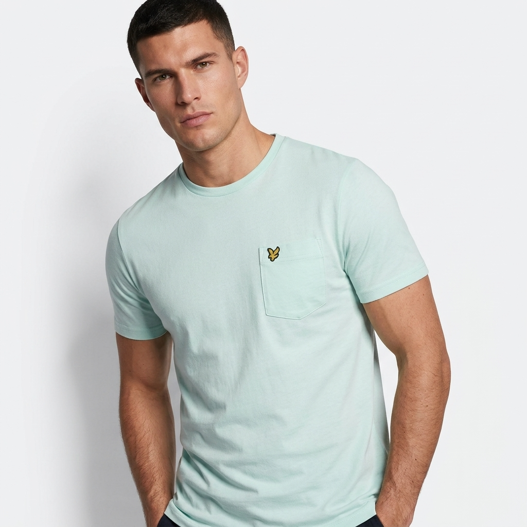 2324932 Lyle & Scott T-Shirt Verde Stampa Tasca Uomo