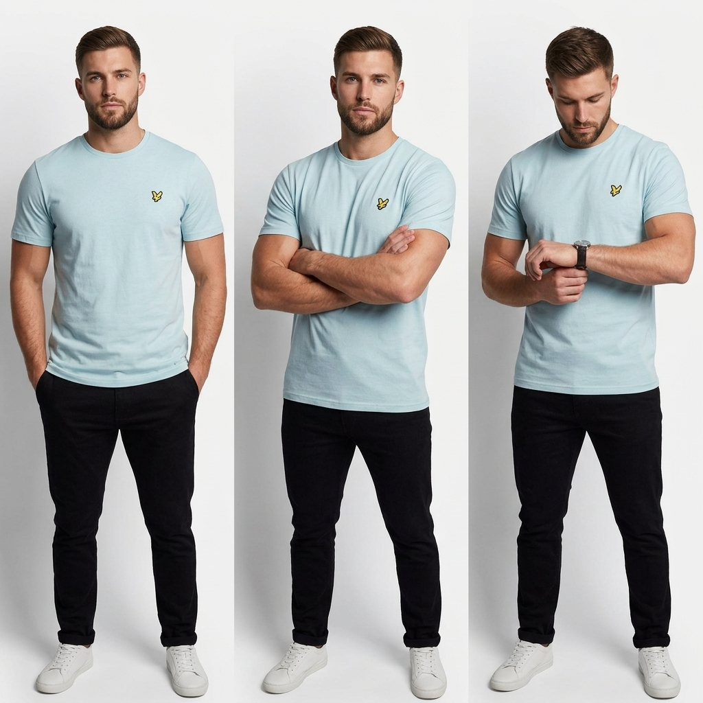 2416406 Lyle & Scott T-Shirt Azzurra Stampa Uomo
