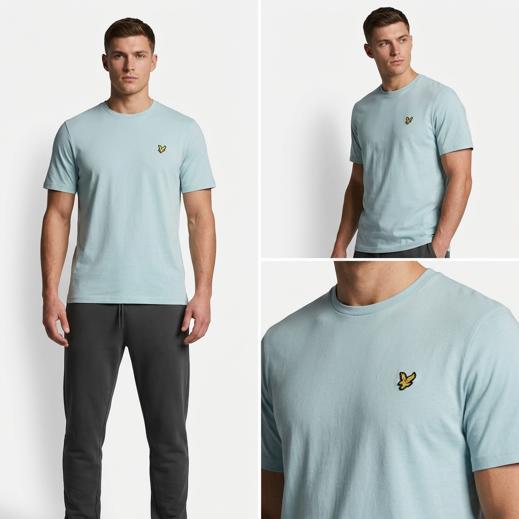 2416406 Lyle & Scott T-Shirt Azzurra Stampa Uomo