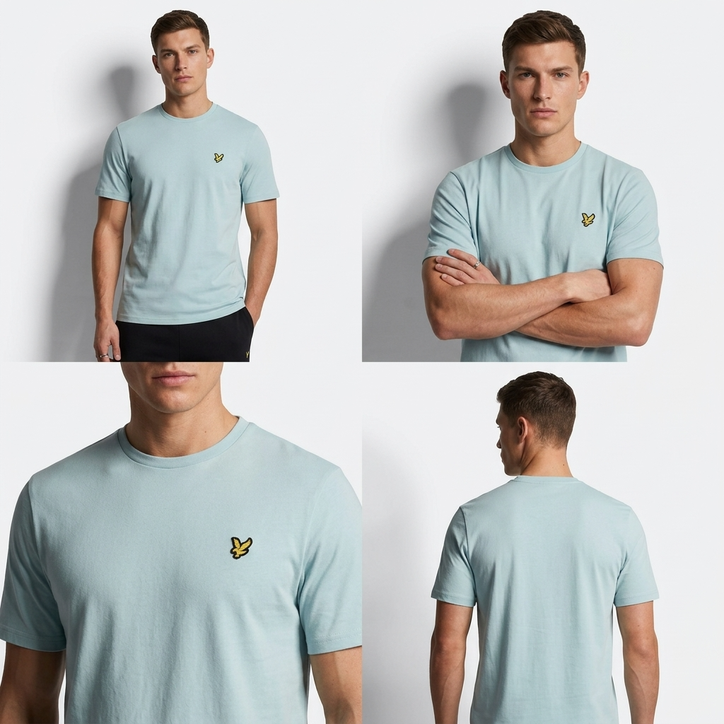 2416406 Lyle & Scott T-Shirt Azzurra Stampa Uomo