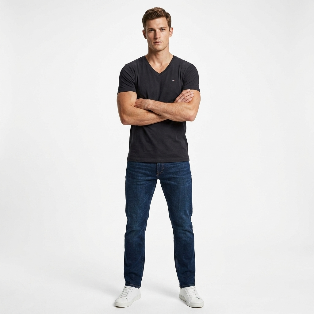 2424639 Tommy Hilfiger Jeans T-Shirt Nera Monocromo Uomo
