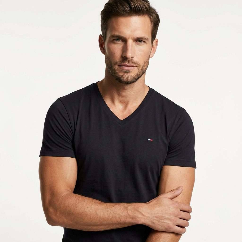 2424639 Tommy Hilfiger Jeans T-Shirt Nera Monocromo Uomo