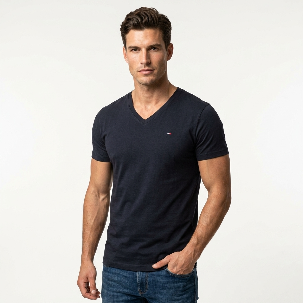 2424639 Tommy Hilfiger Jeans T-Shirt Nera Monocromo Uomo