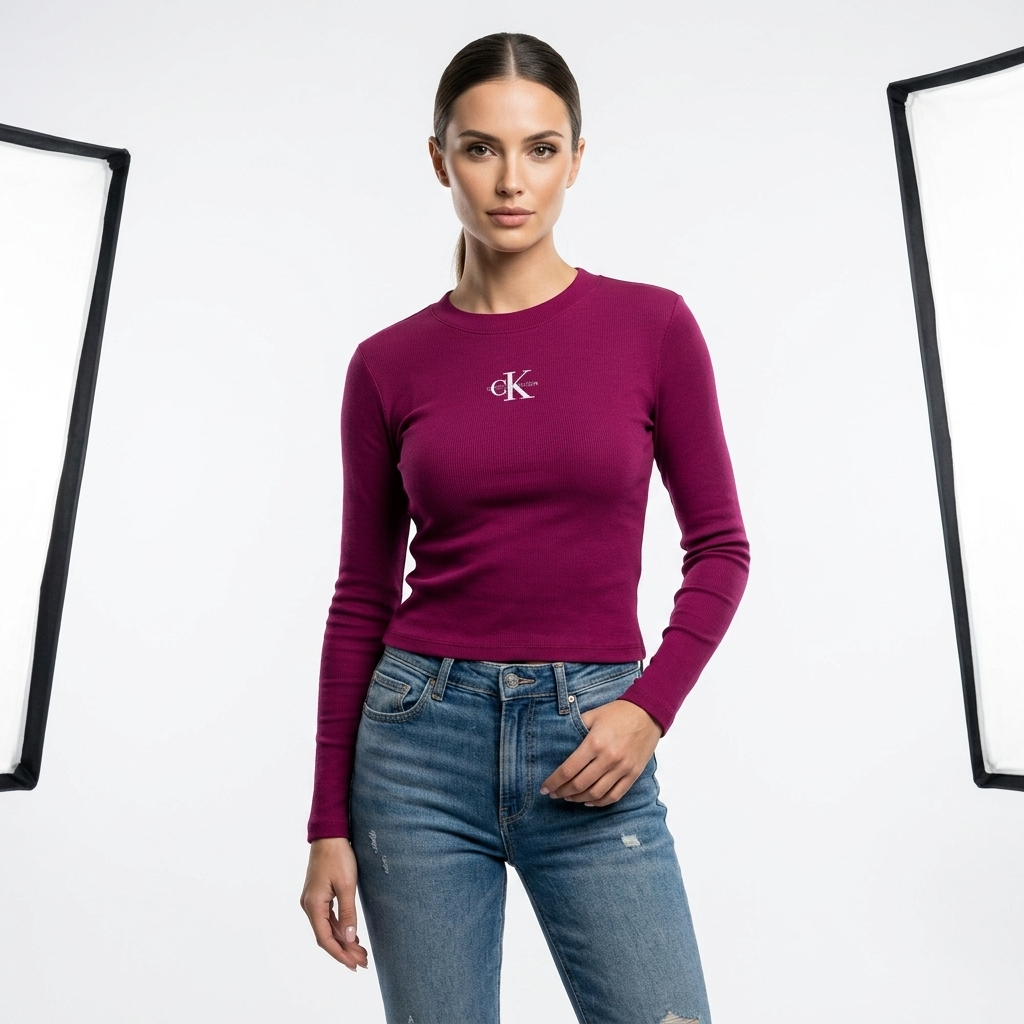 2447815 Calvin Klein Jeans Maglia Donna Bordeaux Cotone