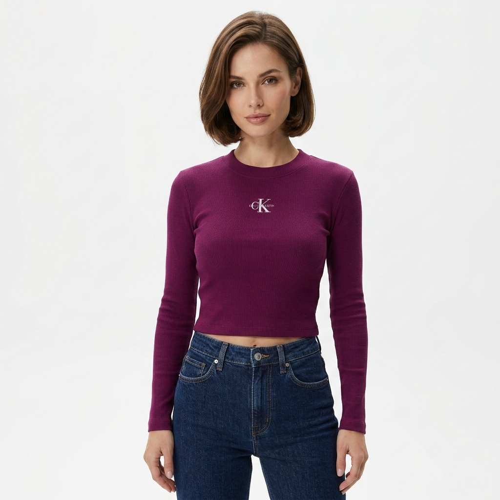 2447815 Calvin Klein Jeans Maglia Donna Bordeaux Cotone