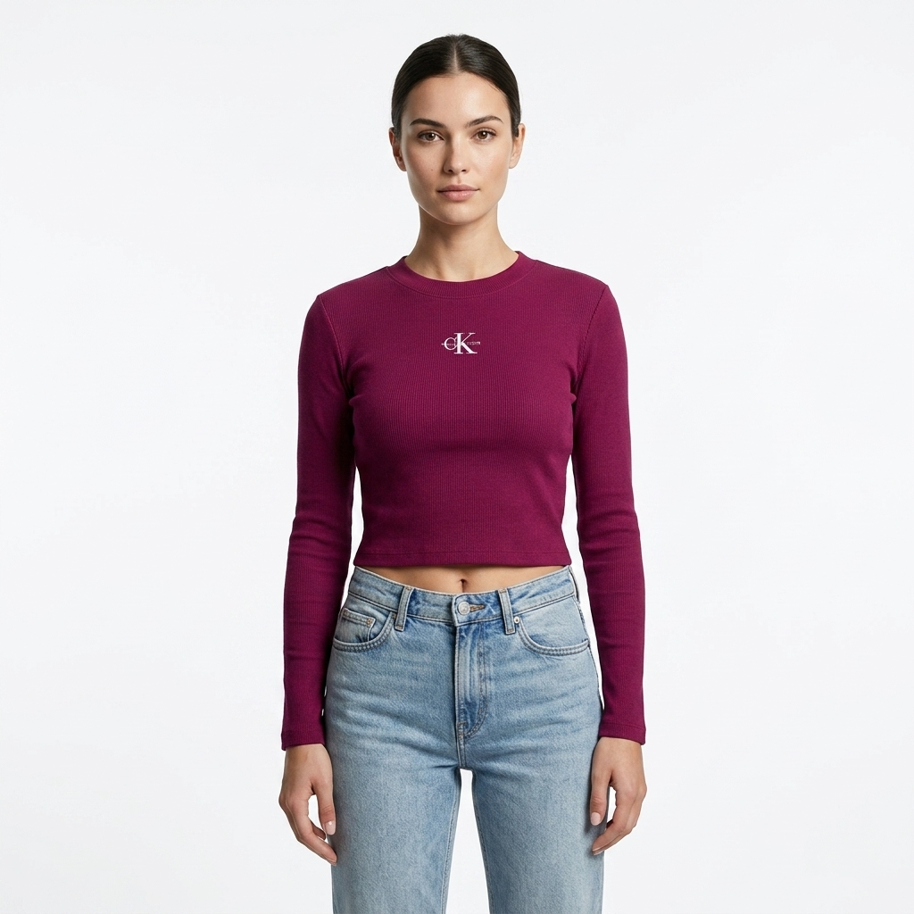 2447815 Calvin Klein Jeans Maglia Donna Bordeaux Cotone