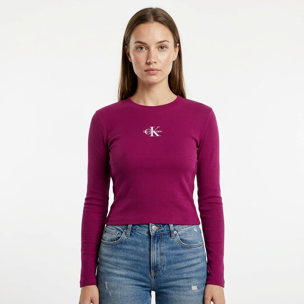 2447815 Calvin Klein Jeans Maglia Donna Bordeaux Cotone