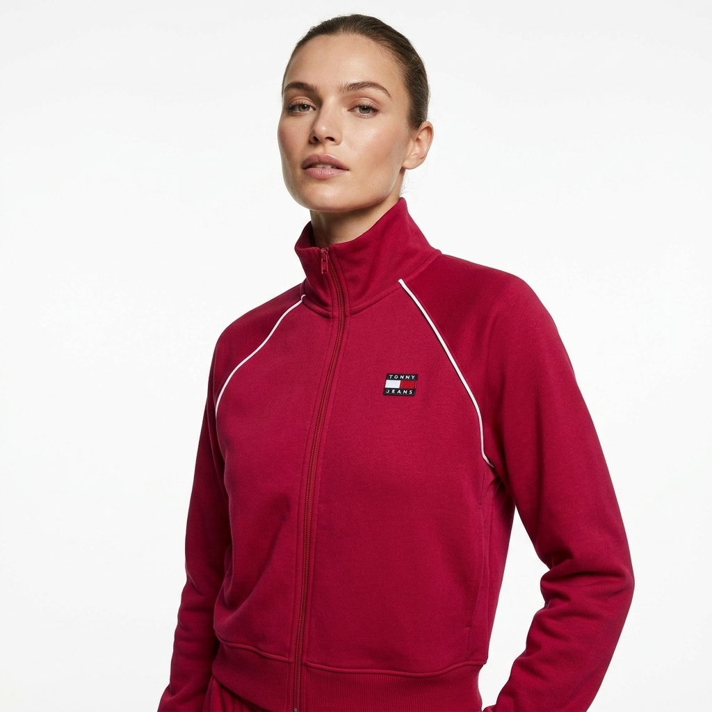 2450300 Tommy Hilfiger Jeans Felpa Donna Bordeaux Poliestere Zip