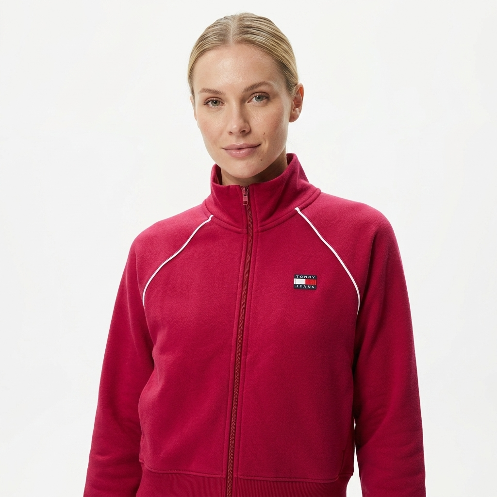 2450300 Tommy Hilfiger Jeans Felpa Donna Bordeaux Poliestere Zip