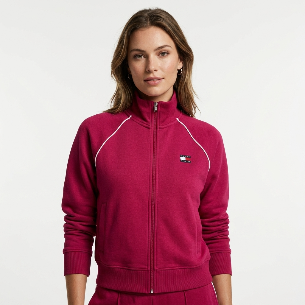 2450300 Tommy Hilfiger Jeans Felpa Donna Bordeaux Poliestere Zip