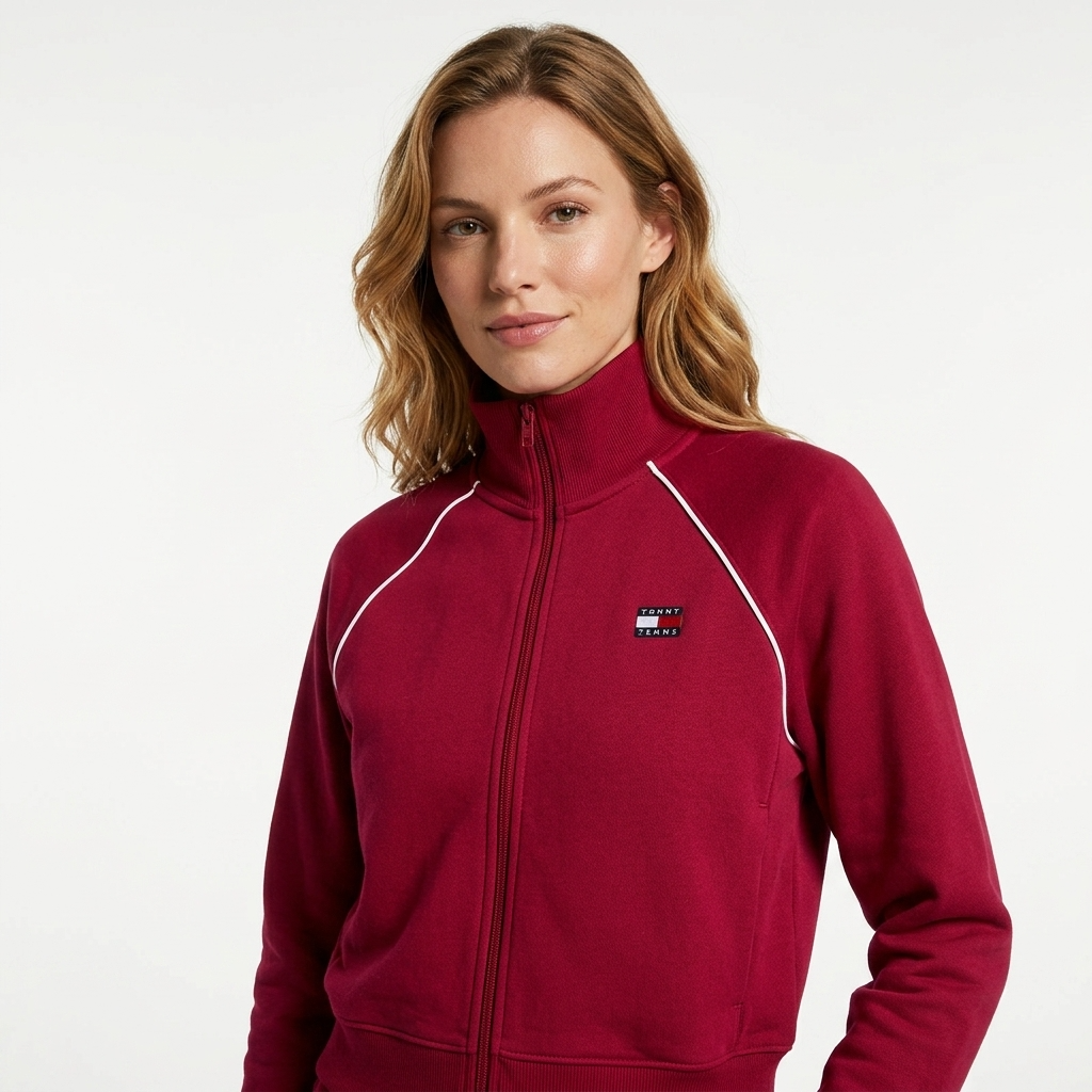 2450300 Tommy Hilfiger Jeans Felpa Donna Bordeaux Poliestere Zip