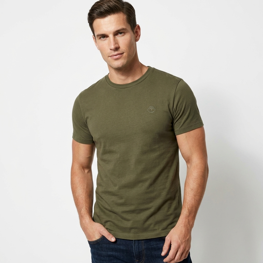 2452553 Timberland T-Shirt Verde 100% Cotone Uomo