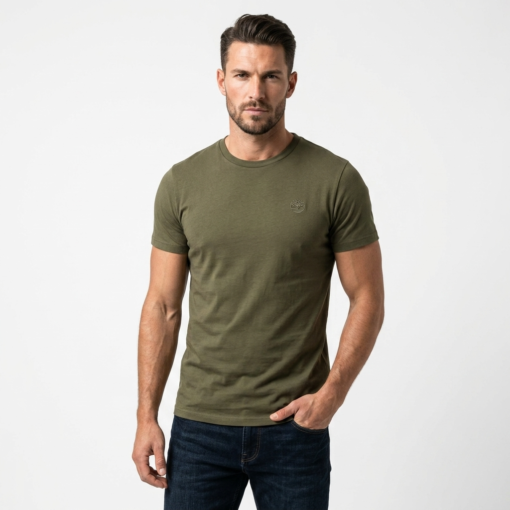 2452553 Timberland T-Shirt Verde 100% Cotone Uomo