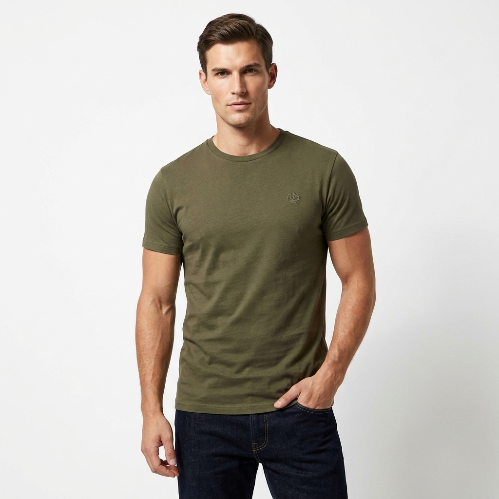 2452553 Timberland T-Shirt Verde 100% Cotone Uomo