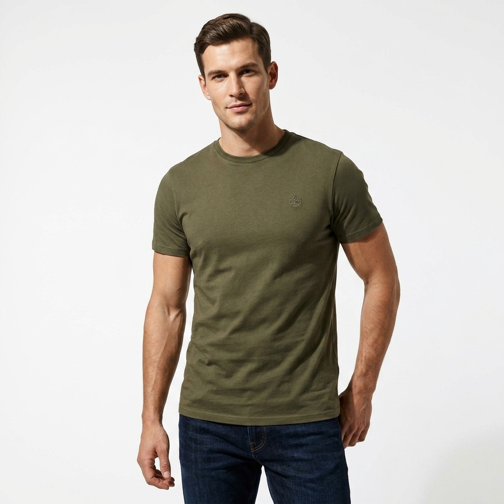 2452553 Timberland T-Shirt Verde 100% Cotone Uomo