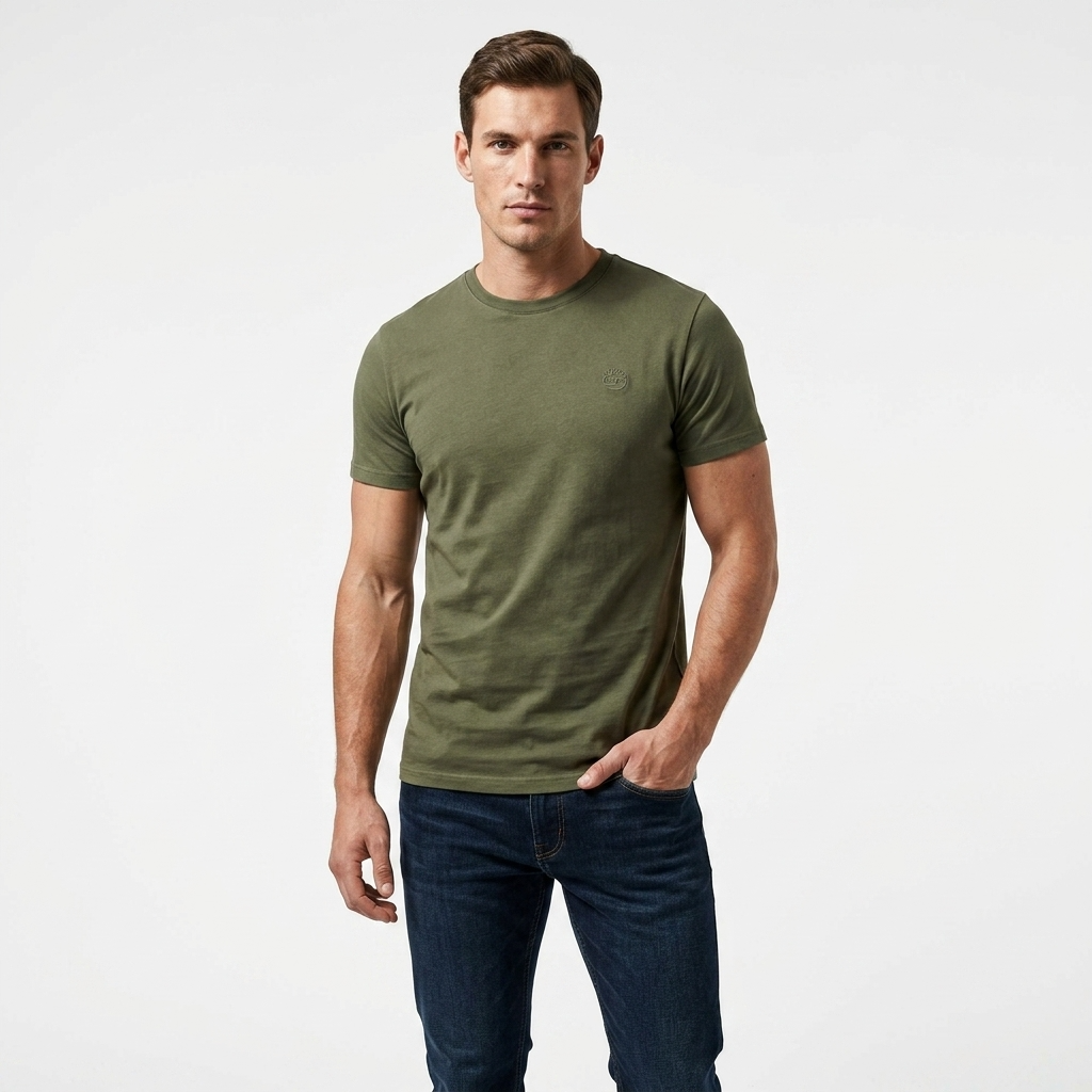 2452553 Timberland T-Shirt Verde 100% Cotone Uomo