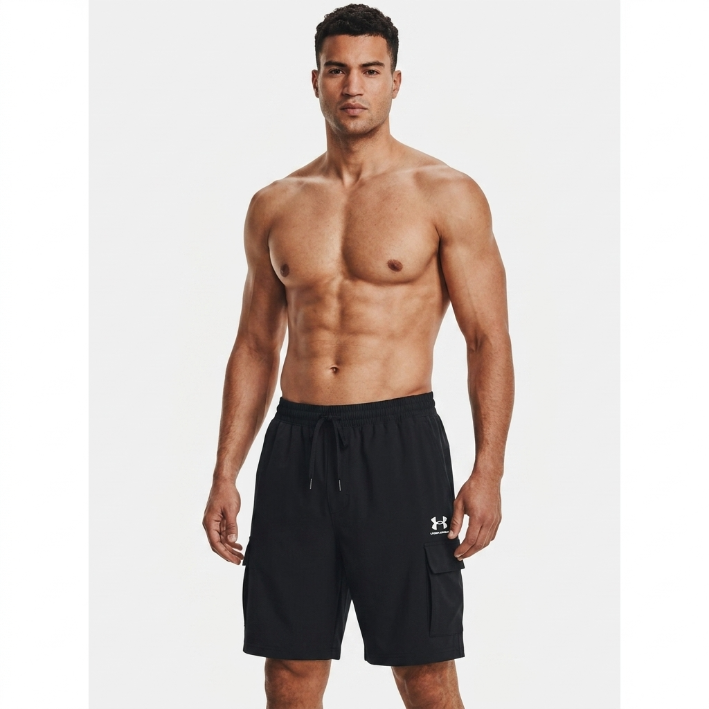 2455616 Under Armour Bermuda Nero Lacci Tasche Multiple Uomo