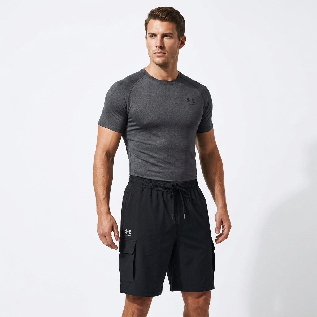 2455616 Under Armour Bermuda Nero Lacci Tasche Multiple Uomo