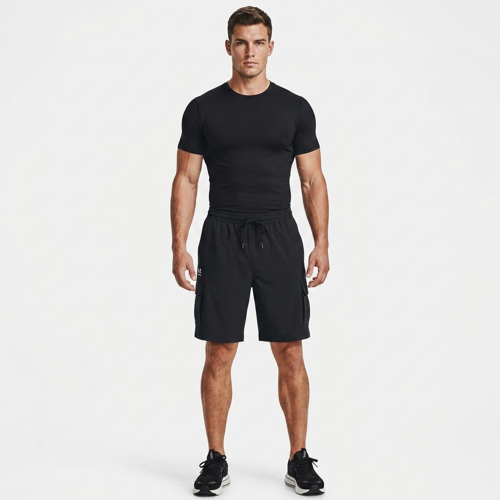 2455616 Under Armour Bermuda Nero Lacci Tasche Multiple Uomo