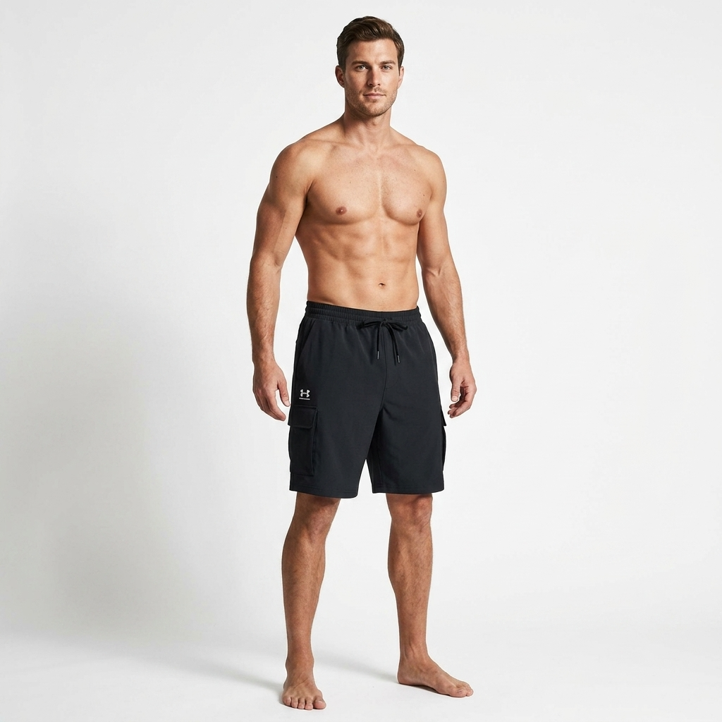 2455616 Under Armour Bermuda Nero Lacci Tasche Multiple Uomo