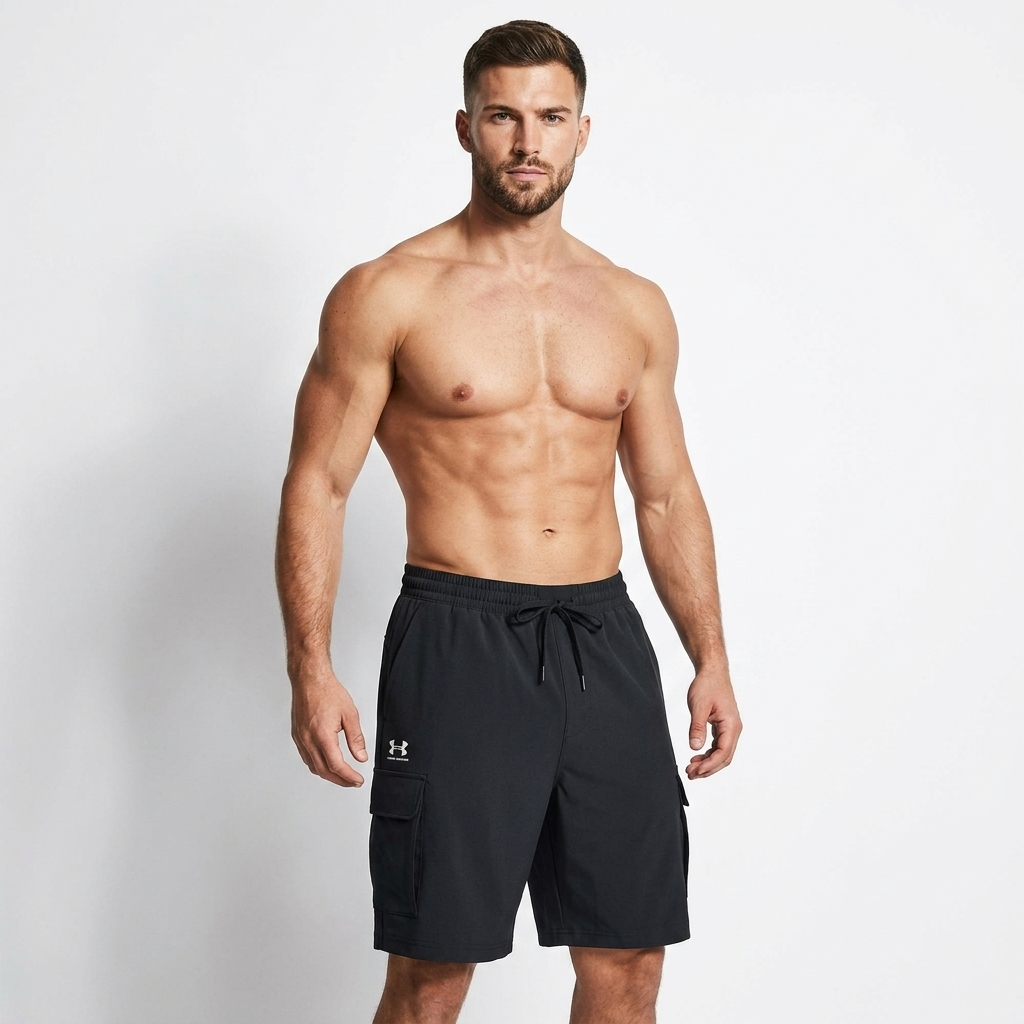 2455616 Under Armour Bermuda Nero Lacci Tasche Multiple Uomo