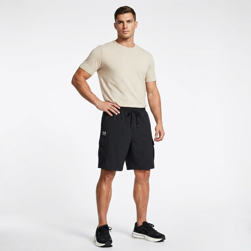 2455616 Under Armour Bermuda Nero Lacci Tasche Multiple Uomo