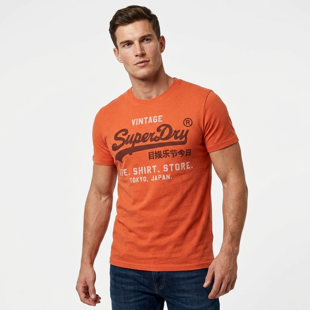 2456711 Superdry T-Shirt Arancione Stampa Uomo