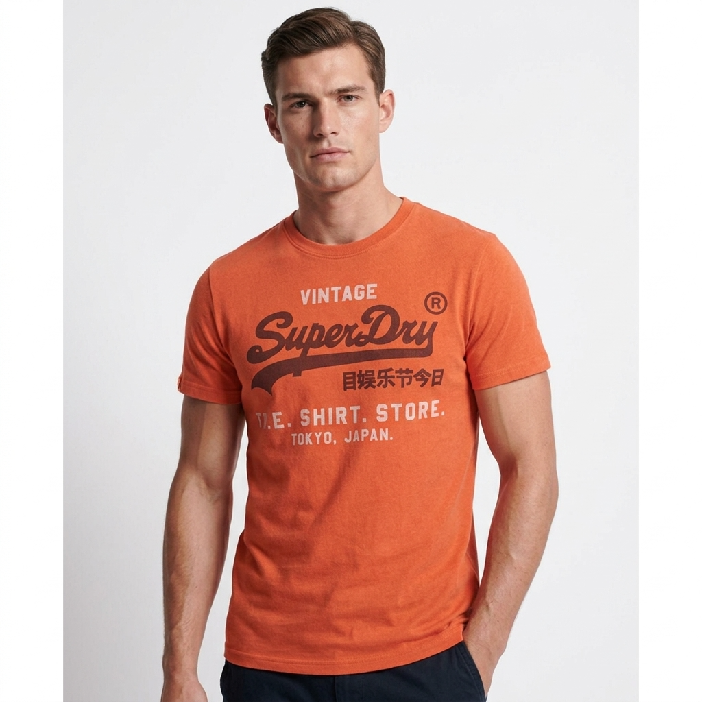 2456711 Superdry T-Shirt Arancione Stampa Uomo