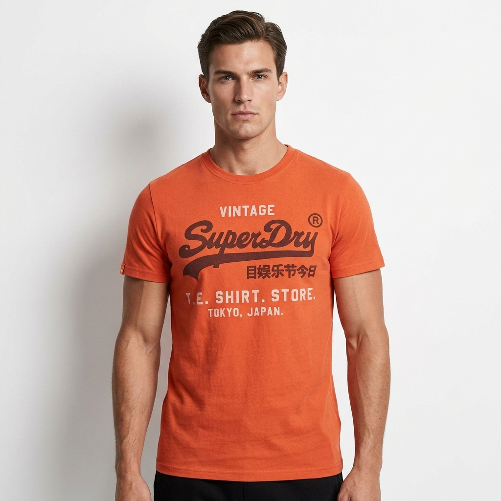 2456711 Superdry T-Shirt Arancione Stampa Uomo