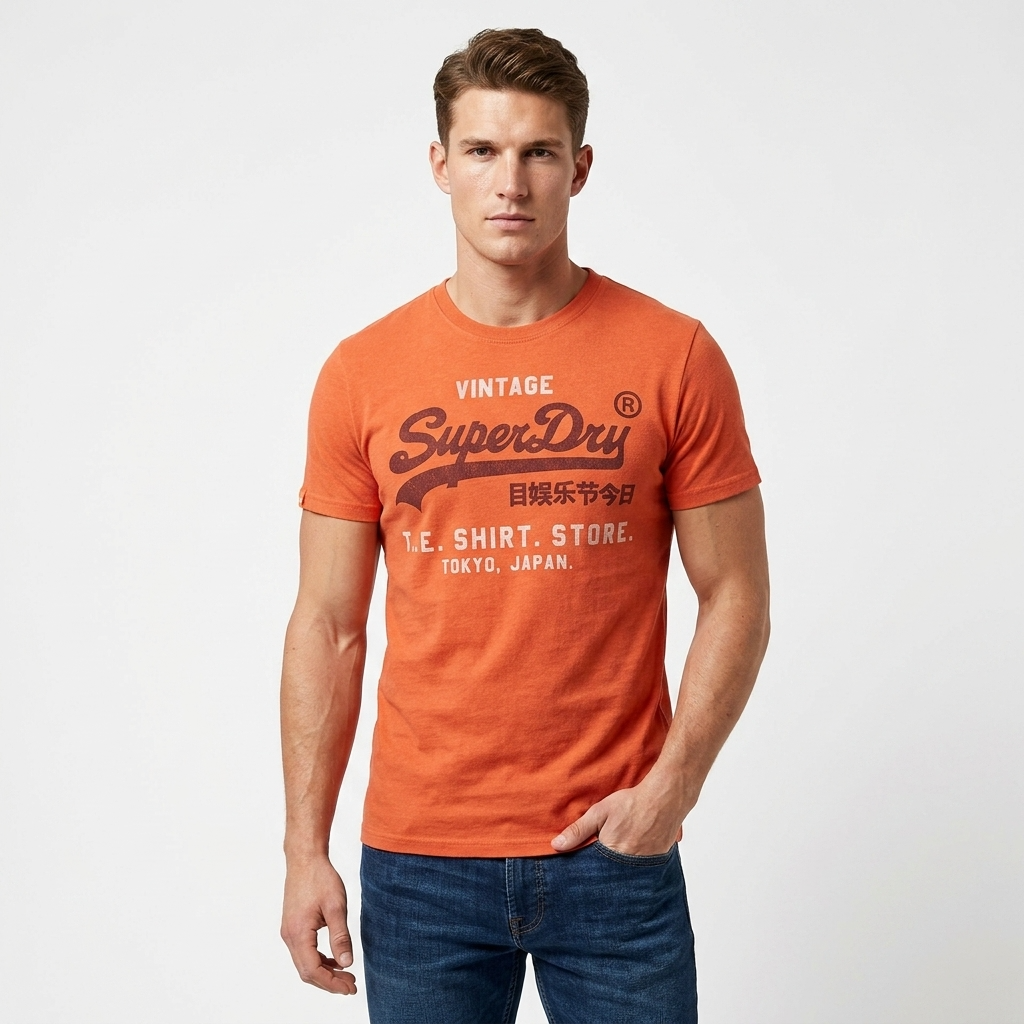 2456711 Superdry T-Shirt Arancione Stampa Uomo