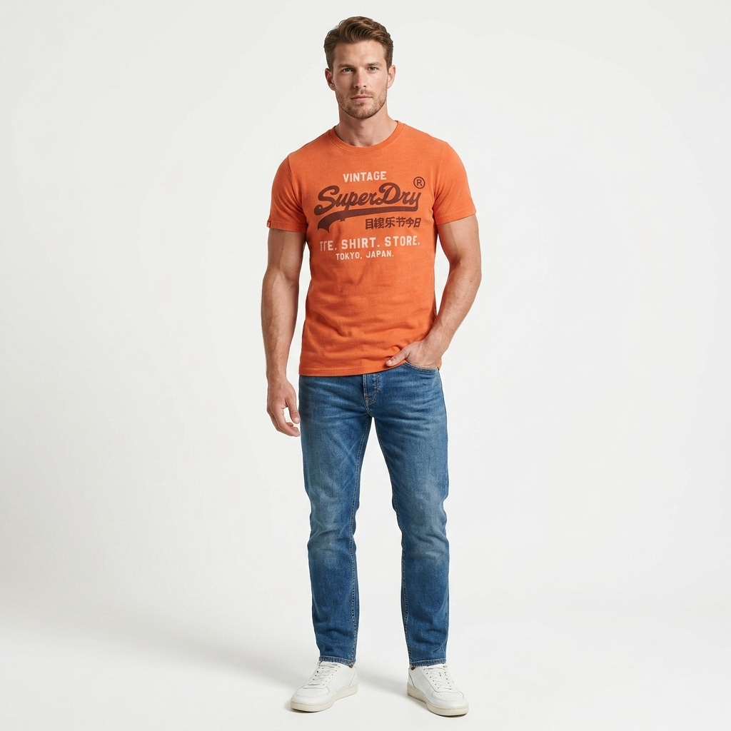 2456711 Superdry T-Shirt Arancione Stampa Uomo