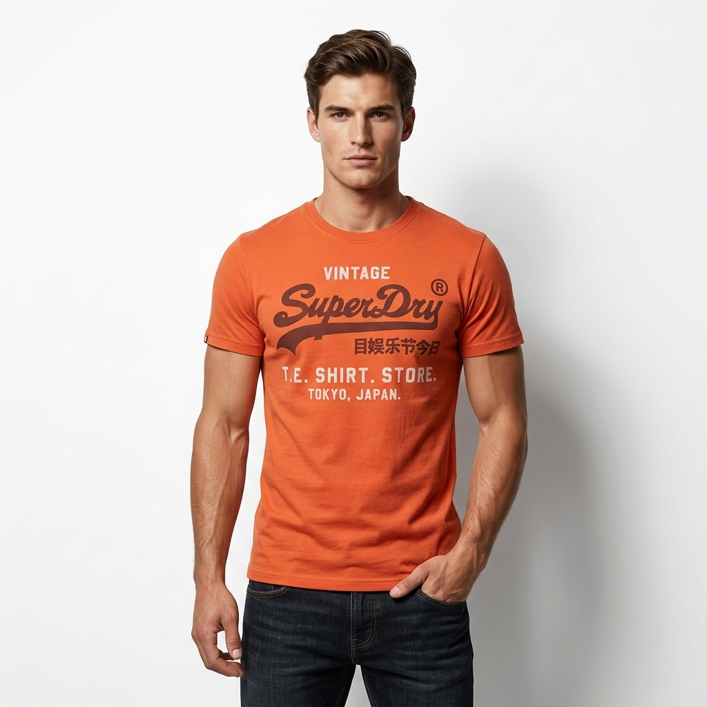 2456711 Superdry T-Shirt Arancione Stampa Uomo